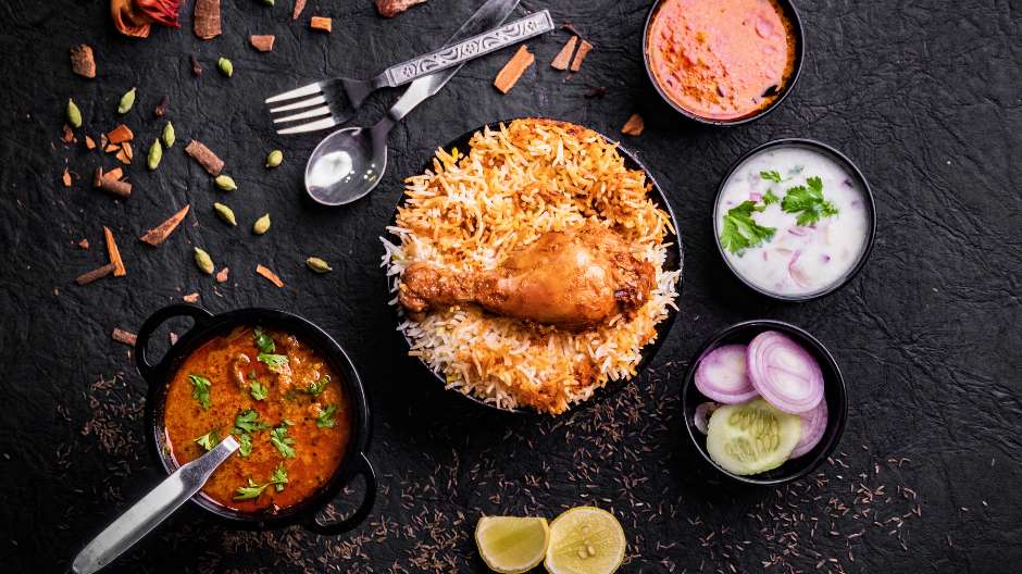 Tasty Chicken Biryani with Saffron Milk