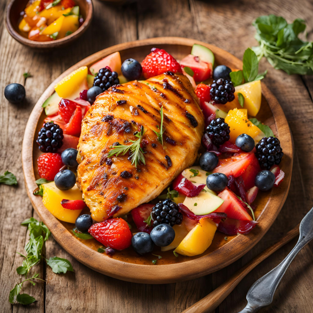 Saffron Chicken and fruit salad saffron chicken